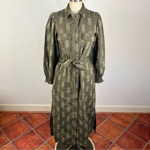 Folkie Tie Waist Shirt Dress